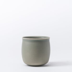 Set of 2 Medium Olive Green Sipper Cups - Curved Ceramic Design