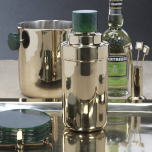 Gold Cocktail Shaker with Green Marble Lid