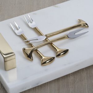 Gold Cheese and Cocktail Forks Set of 4